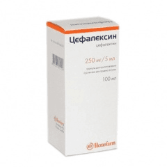 цефалексин порошок для суспензия внут, 250 мг/5 мл флакон 100 мл