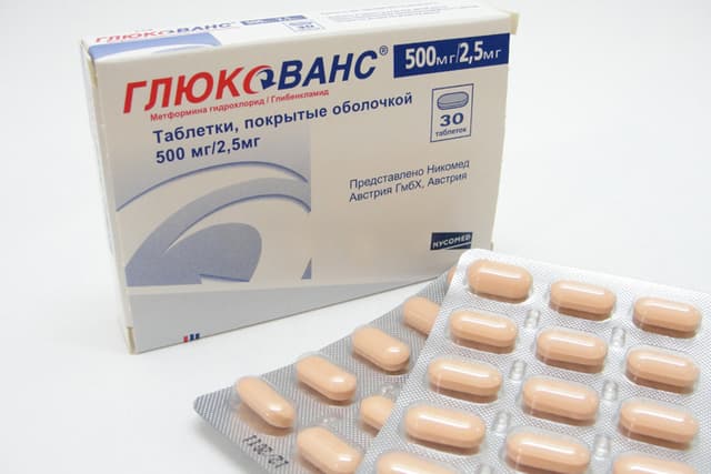 глюкованс таблетки покрытые оболочкой 500мг/2,5мг №30