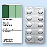мирапекс таблетки 1мг №30