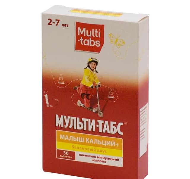 мульти-табс малыш кальций плюс 2 - 7 лет банан №60 таблетки жевательные
