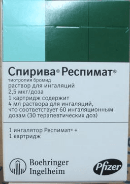 спирива респимат раствор для инг, 2,5 мкг/доза катрид, 4 мл 60 доз №1