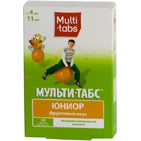 Купить мульти-табс юниор 4 - 11 лет фруктовый №30 таблетки жевательные цена и отзывы